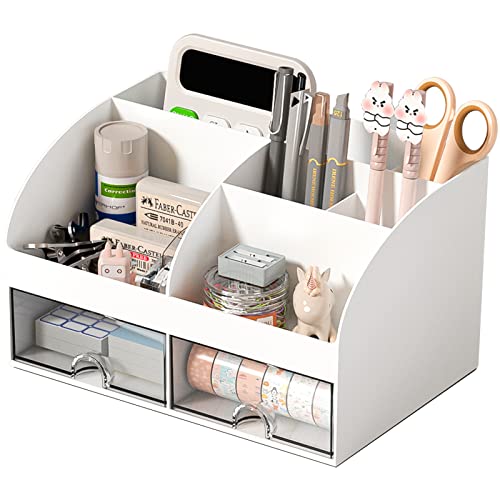 top-tier COMFYROOM Desk Organizer with 6 Compartments and 2 Drawers, Essentials