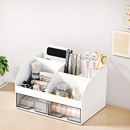 top-tier COMFYROOM Desk Organizer with 6 Compartments and 2 Drawers, Essentials