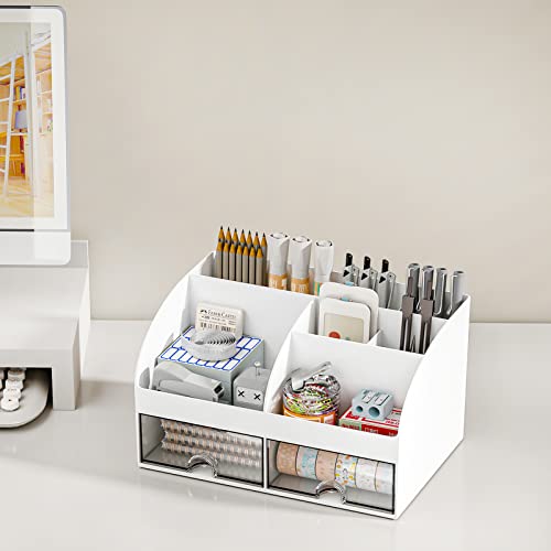top-tier COMFYROOM Desk Organizer with 6 Compartments and 2 Drawers, Essentials
