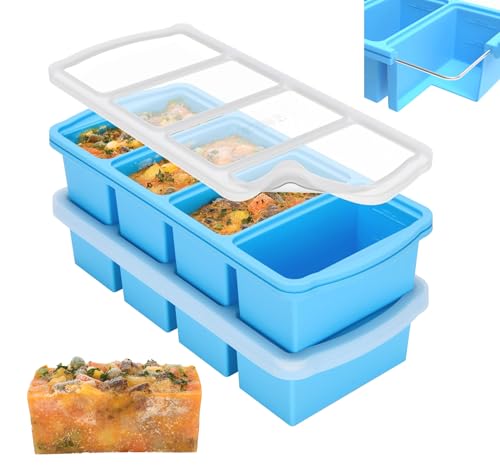 top-tier ZIP STANDING Silicone Freezer Trays with Lid,1-cup Soup Freezer Kit