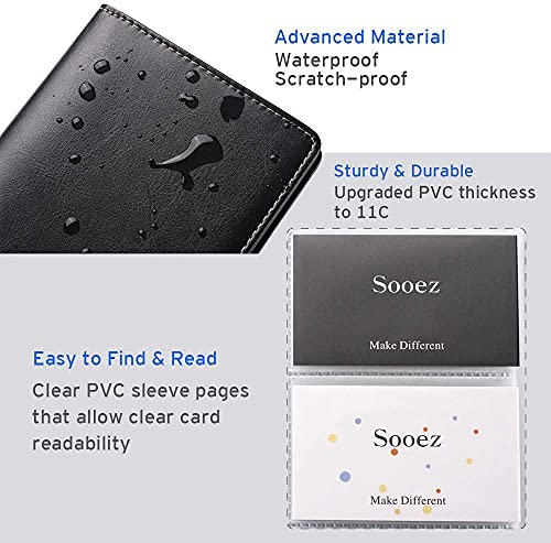 refined Sooez Leather Professional Business Card Book Holder Organizer, 240 Collection