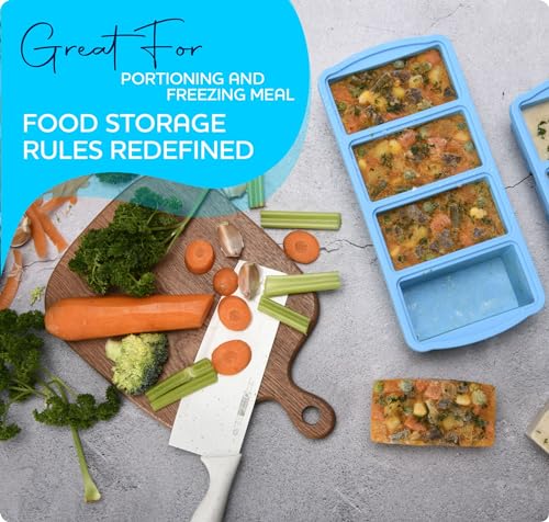 top-tier ZIP STANDING Silicone Freezer Trays with Lid,1-cup Soup Freezer Kit