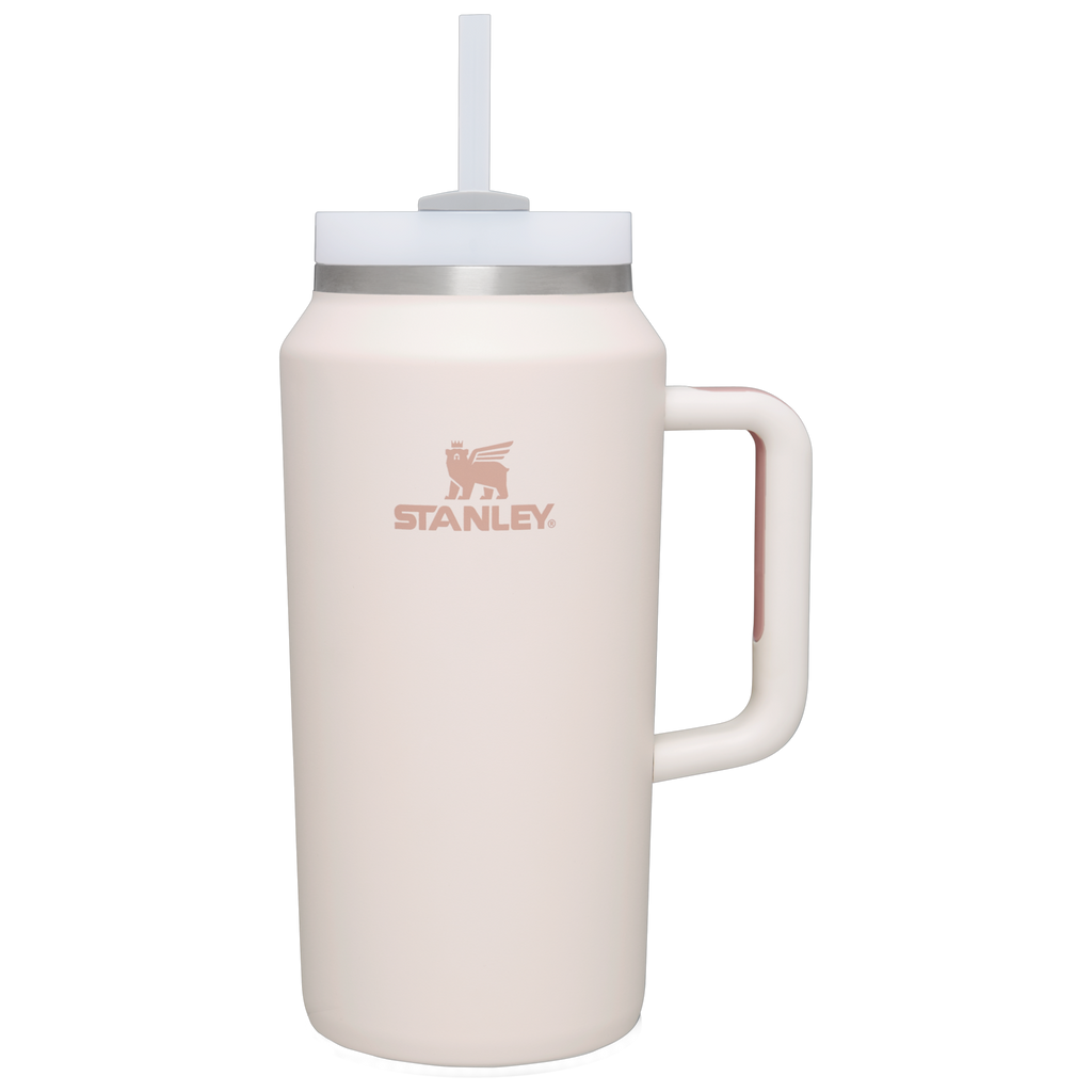 Splash-Resistant FlowState The Quencher H2.0 Flowstate Tumbler D033Q - Double-Wall Vacuum Insulated Travel Tumbler with Straw - Rose Quartz