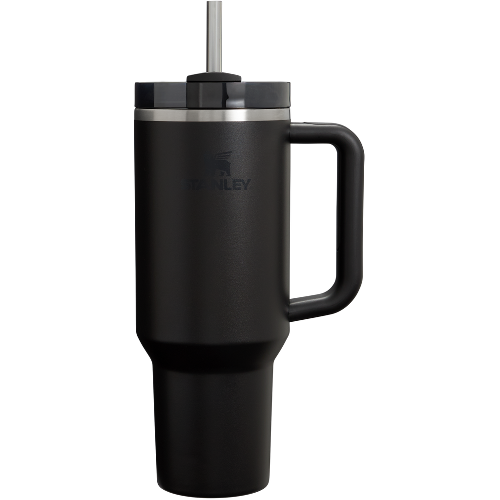Splash-Resistant FlowState The Quencher H2.0 Flowstate Tumbler D050X - Double-Wall Vacuum Insulated Travel Tumbler with Straw - Black 2.0
