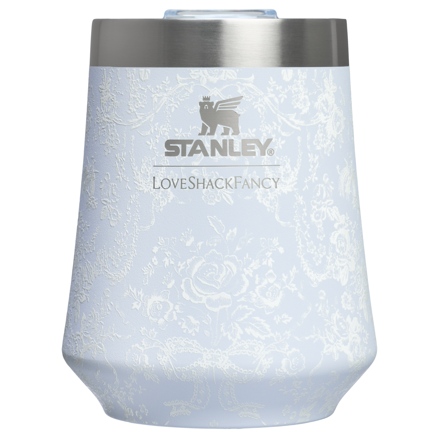 Vacuum Insulated Wine Stanley 1913 x LoveShackFancy Holiday Reserve Wine Tumbler D367F - Reserve Collection Stainless Steel Whiskey Cup - Toscana Toile Alpine Blue