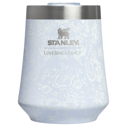 Flavor-Preserving Stanley 1913 x LoveShackFancy Holiday Reserve Wine Tumbler D204X - Shatterproof Flavor-Preserving Cocktail Tumbler with Lid - Toscana Toile Alpine Blue