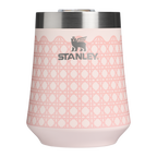 Vacuum Insulated Wine The Reserve Wine Tumbler D352C - Shatterproof Flavor-Preserving Cocktail Tumbler with Lid - Rose Quartz Rattan