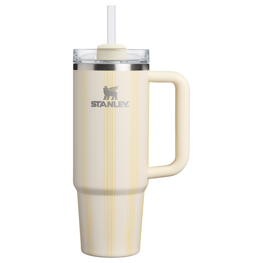 Double-Wall Vacuum The Quencher H2.0 Flowstate Tumbler D343V - FlowState 3-Position Lid Insulated Travel Mug - Cream Picnic Stripe
