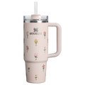 Car-Cup Friendly The Quencher H2.0 Flowstate Tumbler D363L - Premium Stainless Steel Straw Cup for All-Day Hydration - Rose Quartz Bouquets