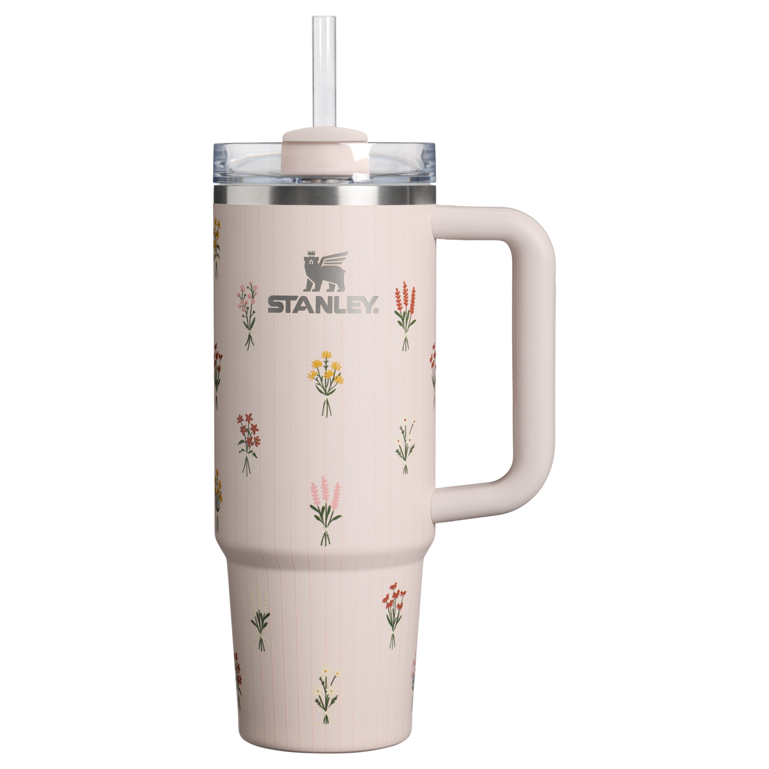 Car-Cup Friendly The Quencher H2.0 Flowstate Tumbler D363L - Premium Stainless Steel Straw Cup for All-Day Hydration - Rose Quartz Bouquets