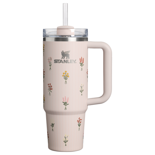 Car-Cup Friendly The Quencher H2.0 Flowstate Tumbler D363L - Premium Stainless Steel Straw Cup for All-Day Hydration - Rose Quartz Bouquets