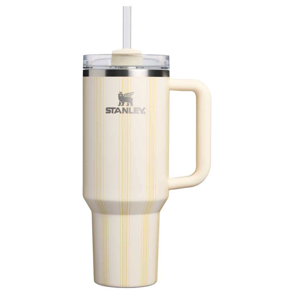 Double-Wall Vacuum The Quencher H2.0 Flowstate Tumbler D342C - Premium Stainless Steel Straw Cup for All-Day Hydration - Cream Picnic Stripe