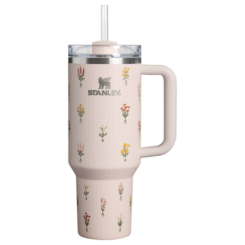 Double-Wall Vacuum The Quencher H2.0 Flowstate Tumbler D362R - Double-Wall Vacuum Insulated Travel Tumbler with Straw - Rose Quartz Bouquets
