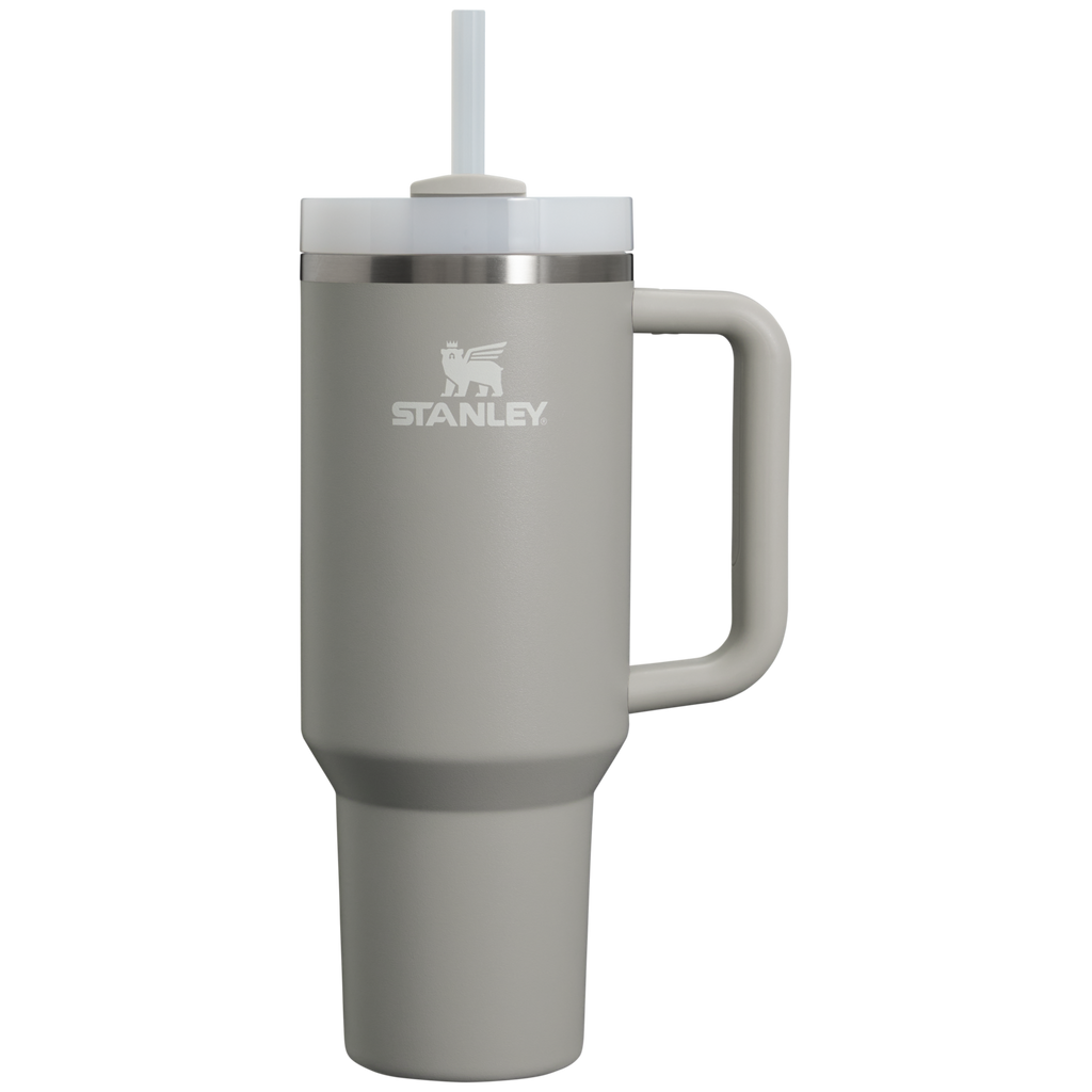 Splash-Resistant FlowState The Quencher H2.0 Flowstate Tumbler D050X - Double-Wall Vacuum Insulated Travel Tumbler with Straw - Ash
