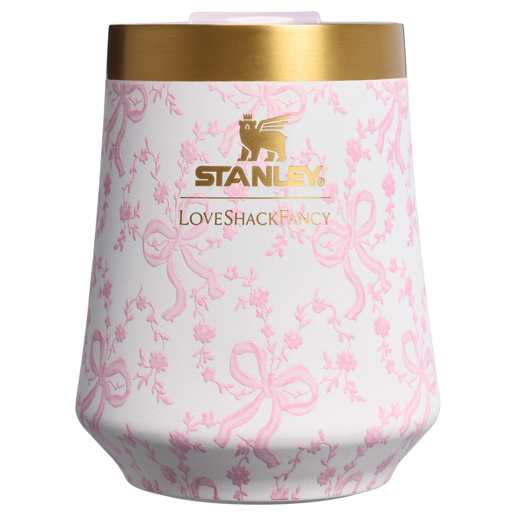 Vacuum Insulated Wine Stanley 1913 x LoveShackFancy Holiday Reserve Wine Tumbler D367F - Reserve Collection Stainless Steel Whiskey Cup - Coquette Bow Chantilly