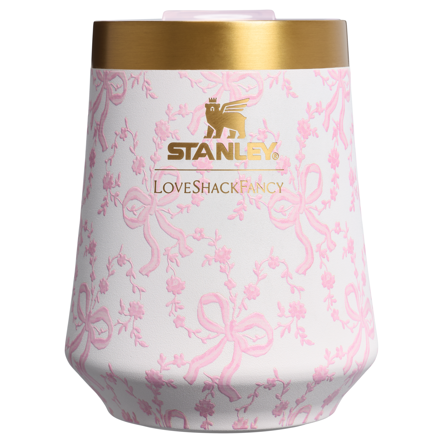 Vacuum Insulated Wine Stanley 1913 x LoveShackFancy Holiday Reserve Wine Tumbler D367F - Reserve Collection Stainless Steel Whiskey Cup - Coquette Bow Chantilly
