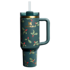 Splash-Resistant FlowState The Cheers & Cheer Quencher H2.0 Flowstate Tumbler D188Q - 40oz Large Capacity Car-Cup Friendly Quencher - Holiday Botanical