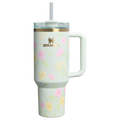 Splash-Resistant FlowState The Easter Quencher H2.0 Flowstate Tumbler D256K - Double-Wall Vacuum Insulated Travel Tumbler with Straw - Spring Blossoms