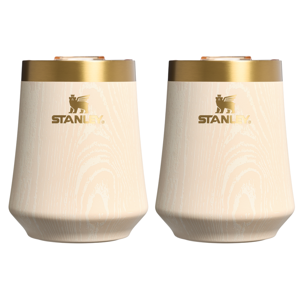 Premium Matte The Cheers & Cheer Reserve Wine Tumbler | 2-pack D190T - Reserve Collection Stainless Steel Whiskey Cup - Birch Woodgrain