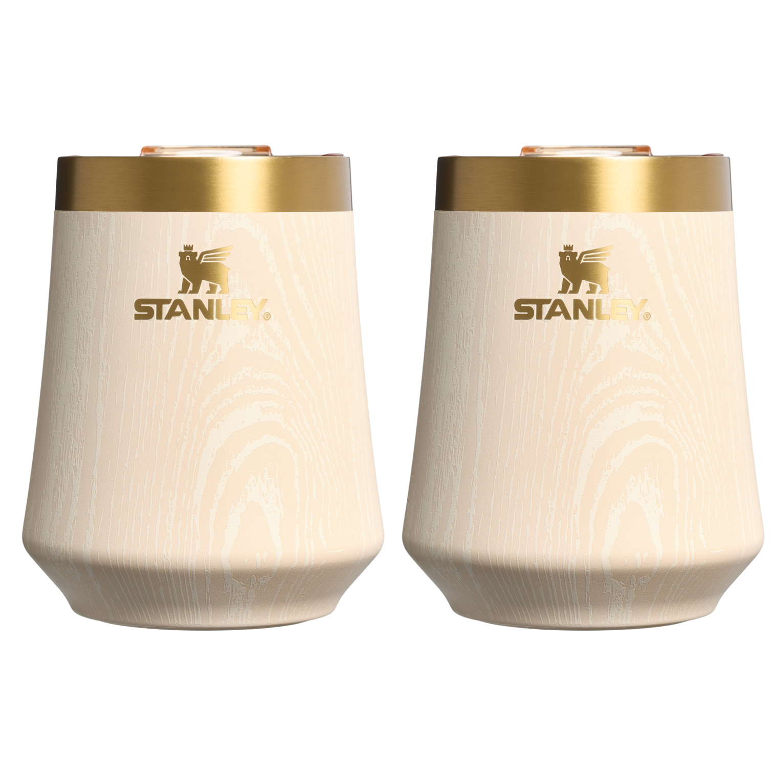 Premium Matte The Cheers & Cheer Reserve Wine Tumbler | 2-pack D190T - Reserve Collection Stainless Steel Whiskey Cup - Birch Woodgrain
