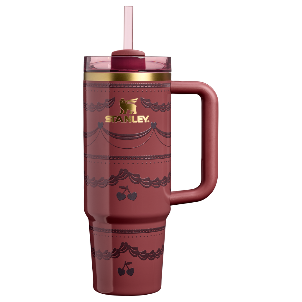 Splash-Resistant FlowState The Valentine’s Day Quencher H2.0 Flowstate Tumbler D232U - Double-Wall Vacuum Insulated Travel Tumbler with Straw - Red Velvet Cake