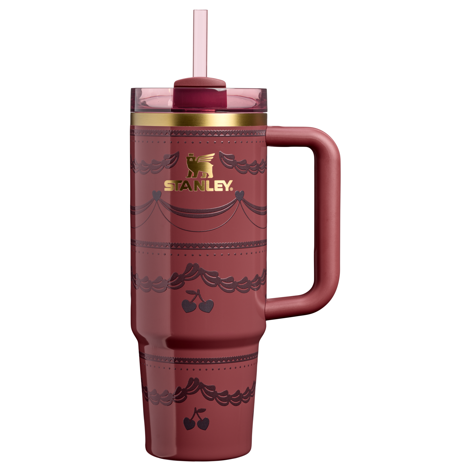 Splash-Resistant FlowState The Valentine’s Day Quencher H2.0 Flowstate Tumbler D232U - Double-Wall Vacuum Insulated Travel Tumbler with Straw - Red Velvet Cake
