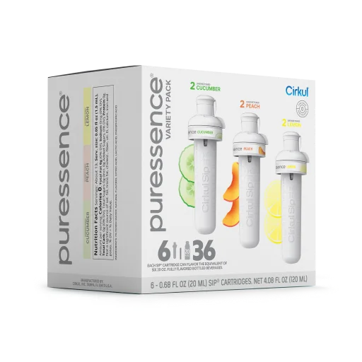 Sugar-Free Puressence 6-Pack Variety Pack 3T3F - Sugar-Free Fruit Flavor Cartridge Refill Detail